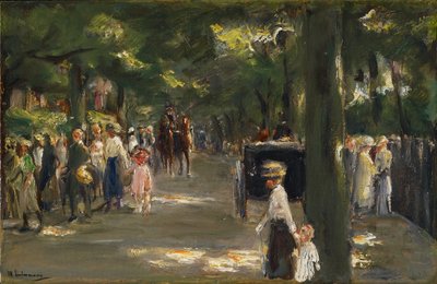 De grote Seestraße in Wannsee met wandelaars door Max Liebermann